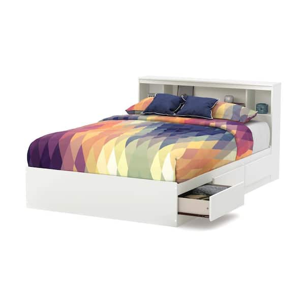 South Shore Reevo Full Mattress Bed With Bookcase Headboard 54 in.