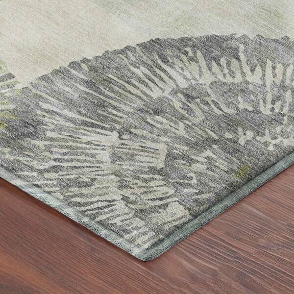 Mayfield Premium Machine Washable Abstract AMF2351 Aloe 10 ft. x 14 ft. Area Rug