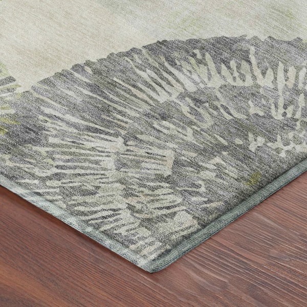 Mayfield Premium Machine Washable Abstract AMF2351 Aloe 9 ft. x 12 ft. Area Rug
