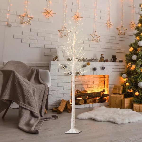 8 ft. Pre-Lit LED Slim Artificial Christmas Tree with 208 Steady Warm White Lights and Flexible Branches