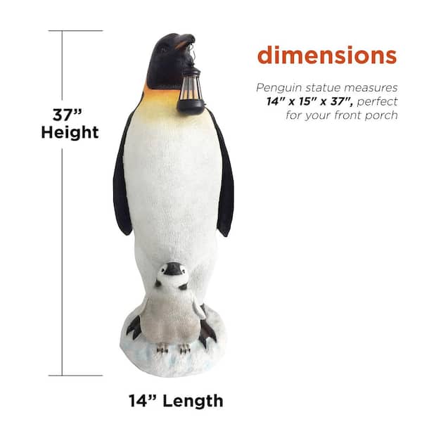 Alpine Corporation 37 in. Tall Solar Outdoor Christmas Penguin 