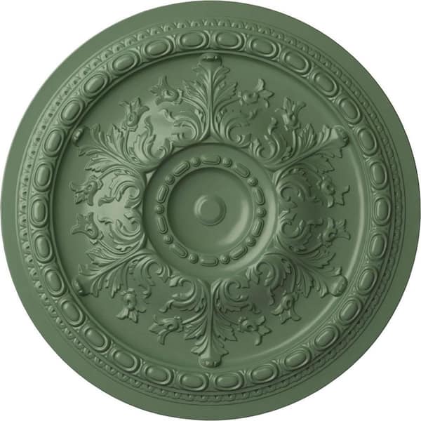 Ekena Millwork 38-3/8" x 2-7/8" Oslo Urethane Ceiling (Fits Canopies up to 7-5/8"), Hand-Painted Athenian Green