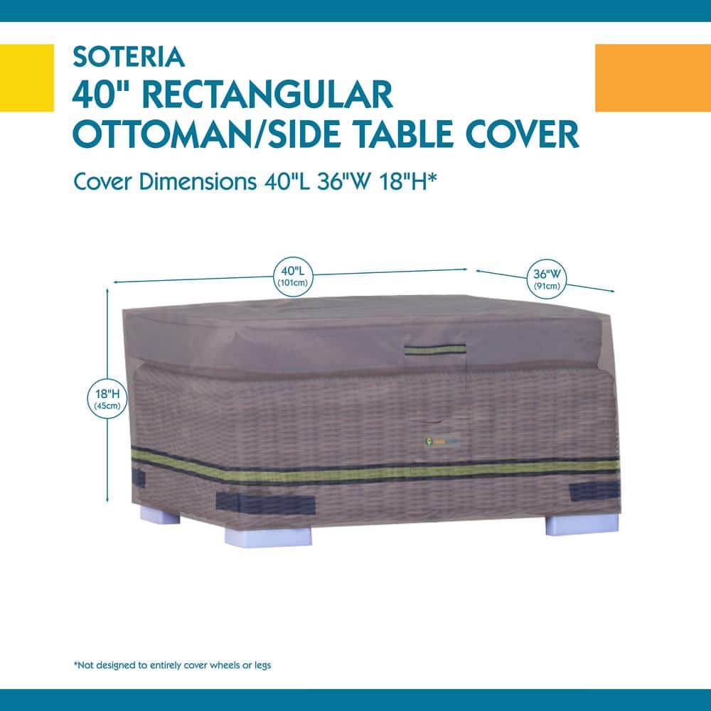 Gray Waterproof Polyester Small Table/Ottoman Cover with Handles