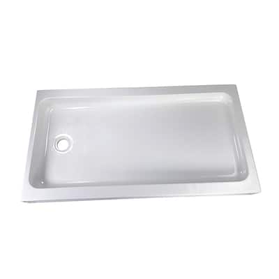 60 in. L x 32 in. W Alcove Cultured Marble Shower Pan Base with Left or Right Drain in White