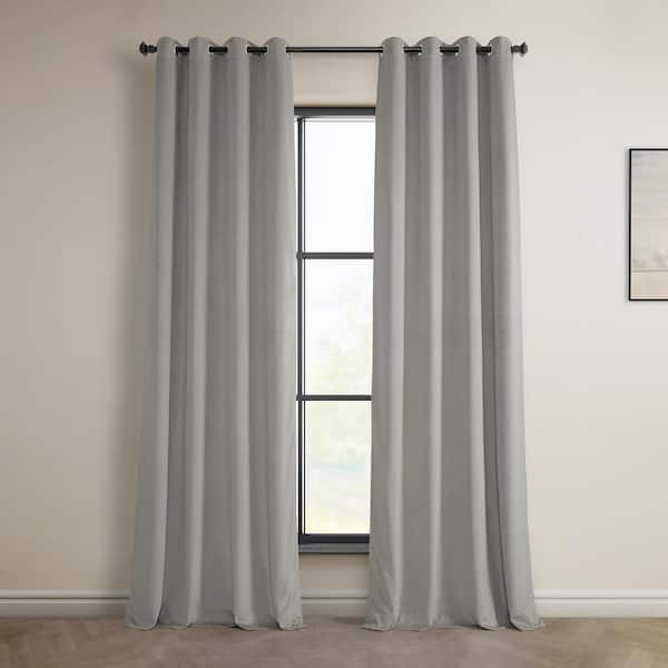 City Grey Heritage Plush Velvet Grommet Room Darkening Curtain - 50 in. W x 120 in. L (1 Panel)