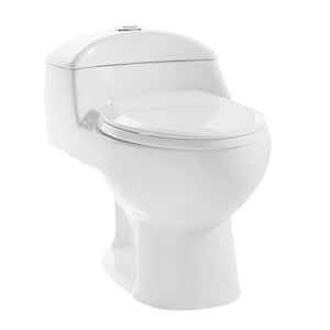 Chateau 1-Piece 0.8/1.28 GPF Dual Flush Elongated Toilet in White