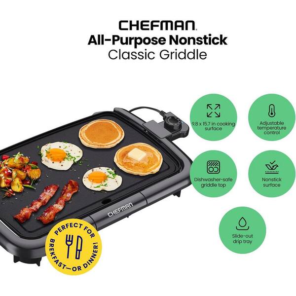 Hamilton Beach 38518R Durathon Ceramic Griddle, 200 sq. in, Black