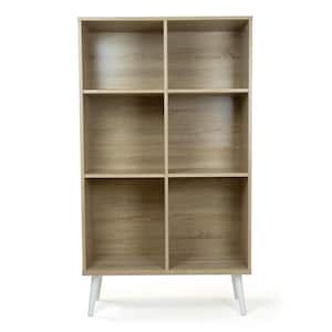 55 in. H Stockholm Light Oak/White Composite Wood 6 -Shelf Accent Bookcase with Adjustable Storage Cubes