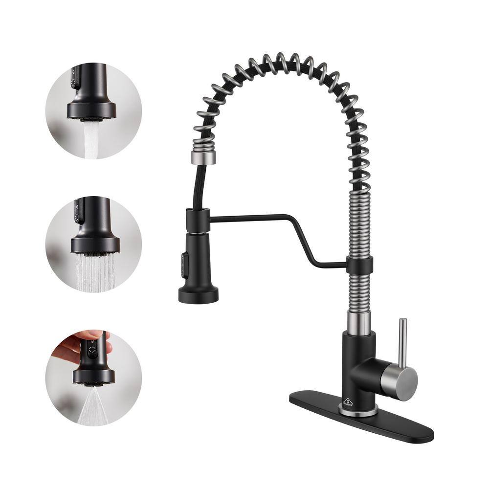 Single-Handle Pull-Down Sprayer Kitchen Faucet with 3 Function Pull out Sprayerhead in Brushed Nickel