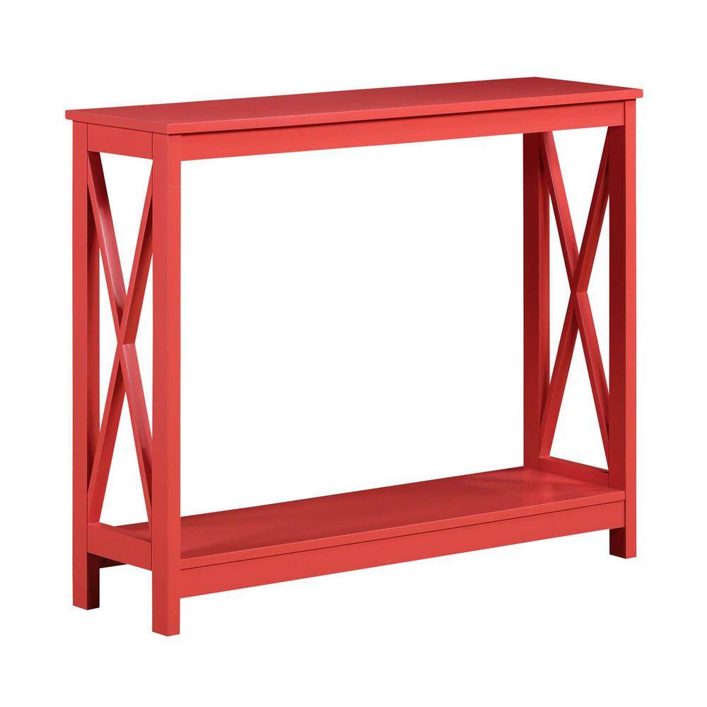 Coral Wood Console Table with Storage Shelves