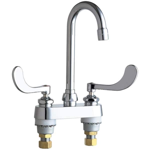 Chicago Faucets Hot and Cold Water 4 in. 2-Handle Bathroom Faucet in Chrome