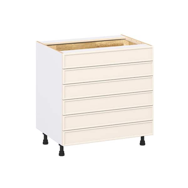 Fairview 33 in. Wx24 in. D x 34.5 in. H Assembled Slim Shaker Drawer Base Kitchen Cabinet in Washed Linen with 6-Drawers