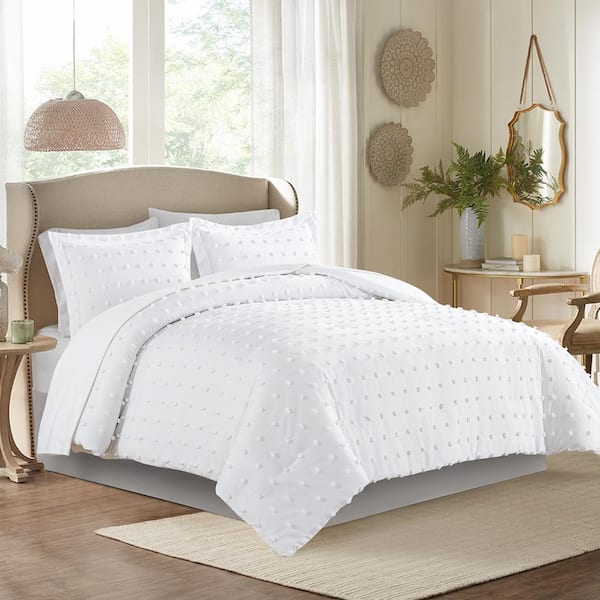 Diamond Dot 300-Thread Count 3-Pc. good King Comforter Set. Color: White