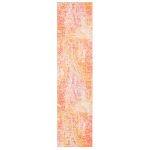 Sequoia Orange/Light Blue 2 ft. x 9 ft. Machine Washable Abstract Solid Runner Rug