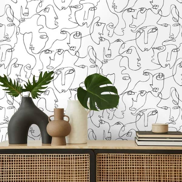 Walls Republic 57 sq. ft. Black and White The Art of Expression Easy to  Remove Geometric Wallpaper R7349 - The Home Depot