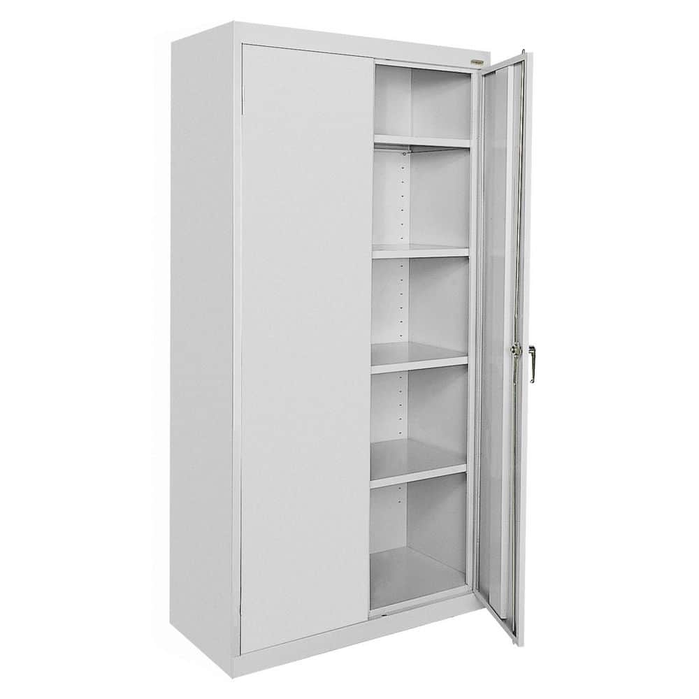 Dove Gray Steel Office Storage Cabinet with Adjustable Shelves