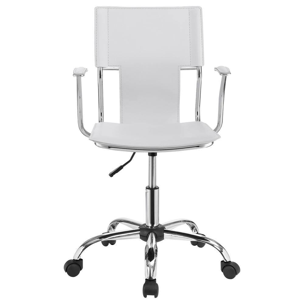 White Leather Swivel Task Chair with Chrome Base