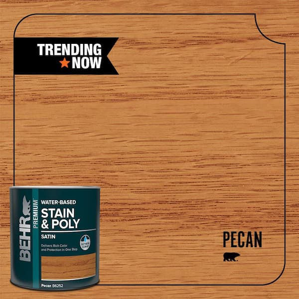 BEHR 1 qt. #TIS-352 Pecan Satin Semi-Transparent Water-Based Interior Stain and Poly in One