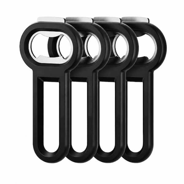 Magnetic handheld bottle and pop can opener for refrigerator with cap catcher, black, multi opener set