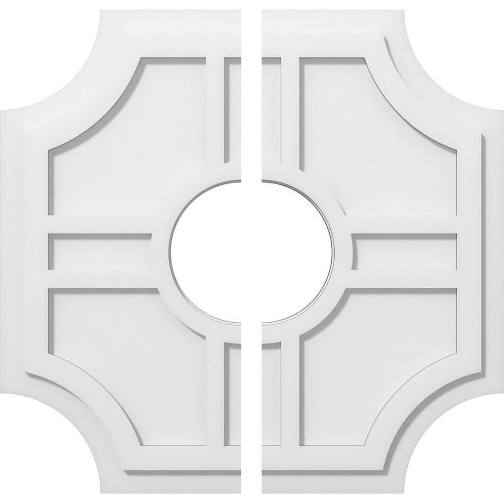 24" White PVC Two-Piece Contemporary Ceiling Medallion