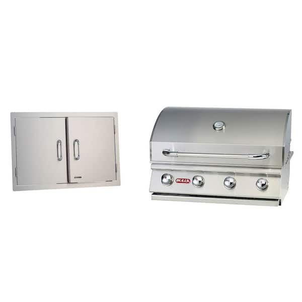 Bull Outdoor Products 33 in. Stainless Steel Double Access Doors & Outlaw Grill Head