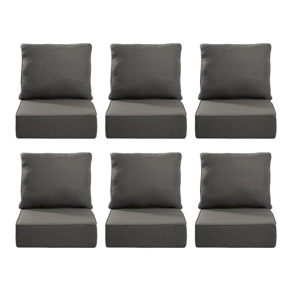 24 in. x 24 in. x 6 in. 12-Piece Olefin Deep Thick Seating Outdoor Lounge Chair Sofa Replacement Cushion Set in Gray price history on PriceWatchPro