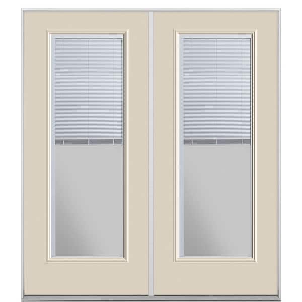 72 in. x 80 in. Canyon View Steel Prehung Right-Hand Inswing Mini Blind Patio Door without Brickmold