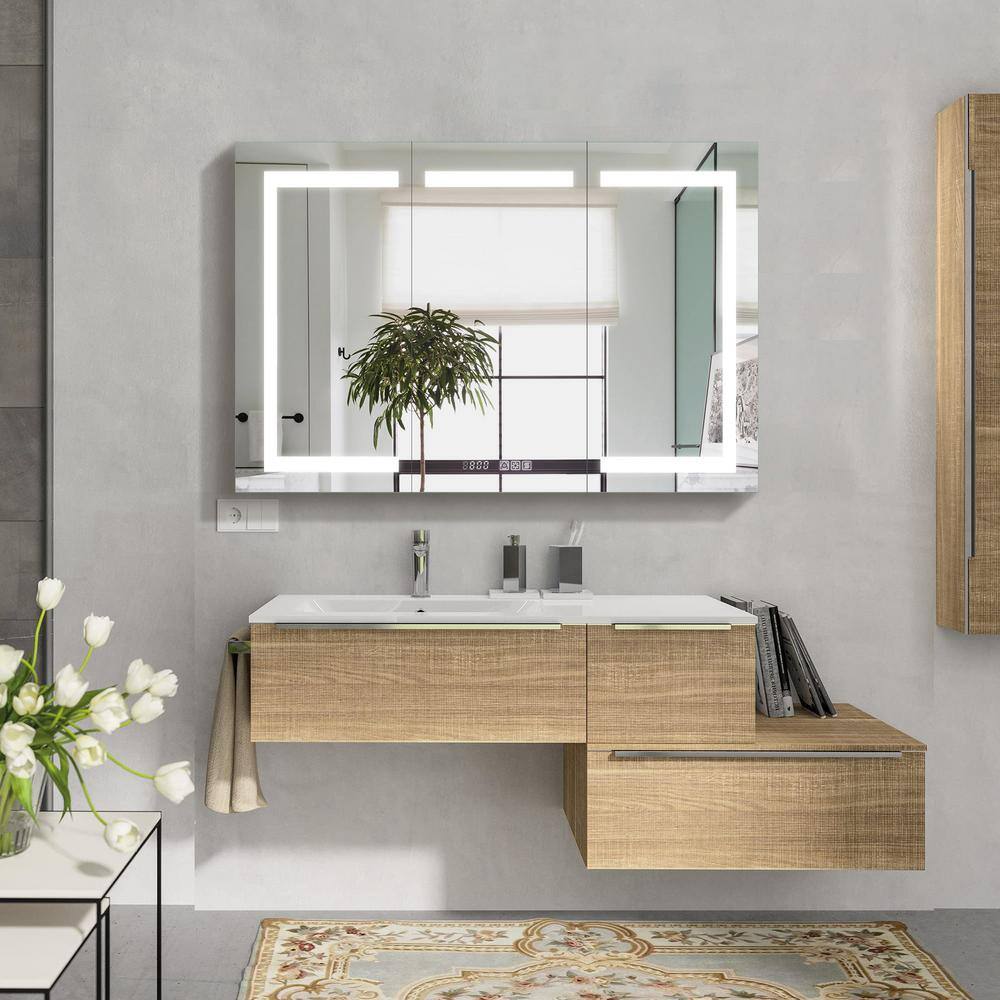 48'' x 32'' Silver Aluminum LED Medicine Cabinet with Mirror
