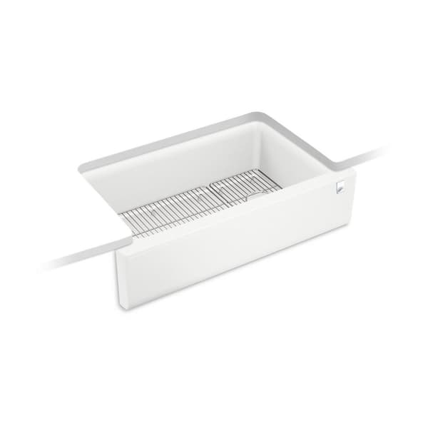 KOHLER Cairn 34 in. Undermount Single Bowl Matte White Engineered Stone Kitchen Sink