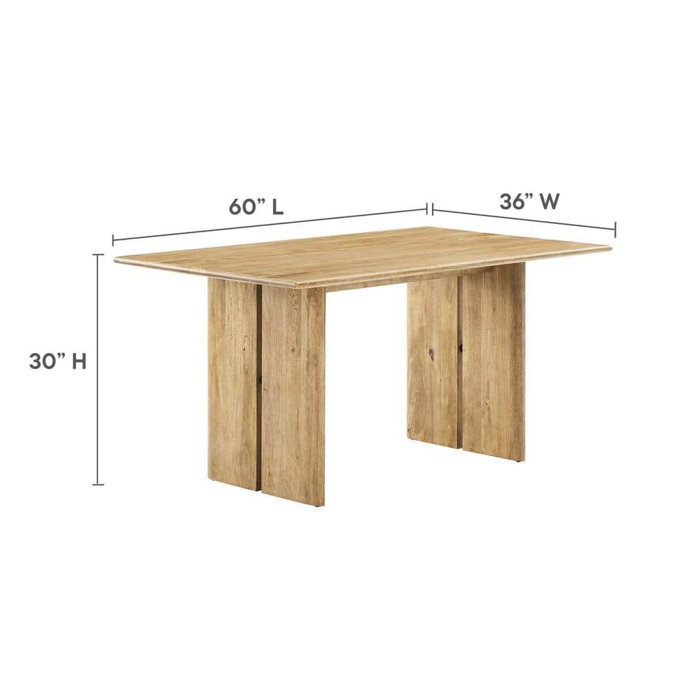 Amistad 60" Oak Solid Wood Farmhouse Dining Table