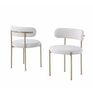 Harmonique Cream Boucle Fabric Metal Side Chairs (Set of 2)