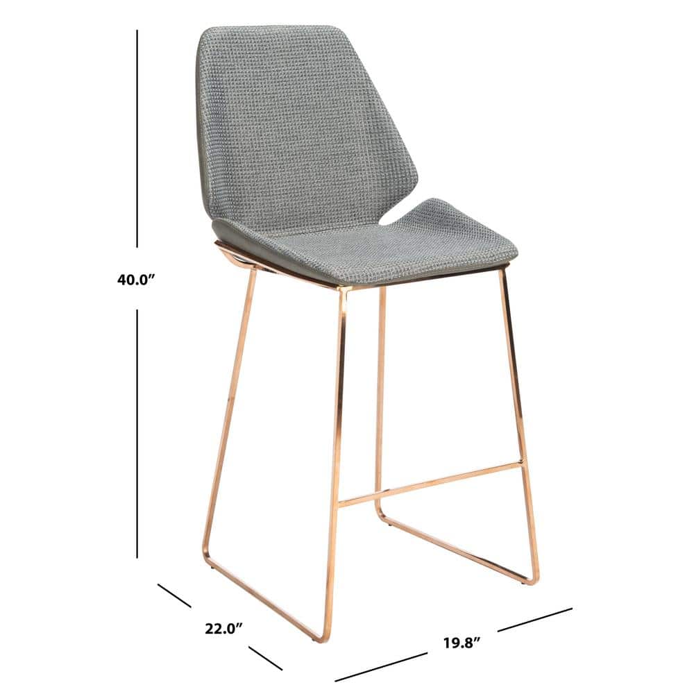 Masami Grey and Gold Saddle Style Counter Stool