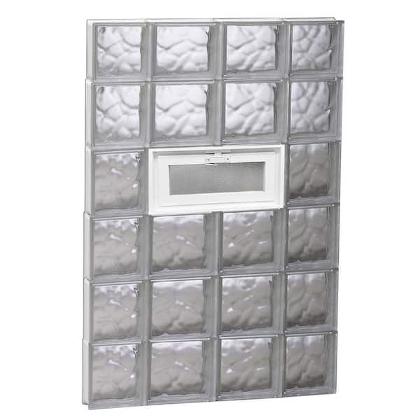 Clearly Secure 27 in. x 44.5 in. x 3.125 in. Frameless Wave Pattern Vented Glass Block Window
