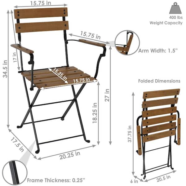 Sunnydaze Decor Basic Folding European, Outdoor Folding Chairs With Arms