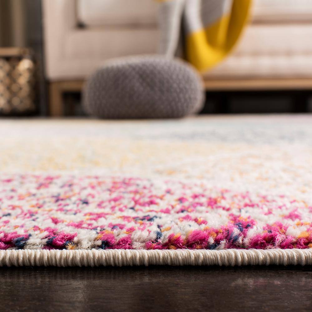Multicolor Geometric Pattern Synthetic Round Rug