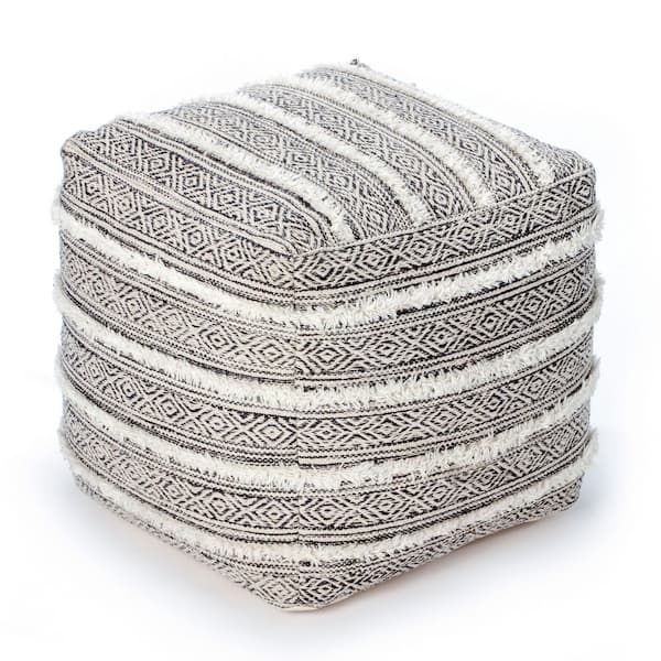 Taos 20 in. x 20 in. x 20 in. Gray and Ivory Pouf