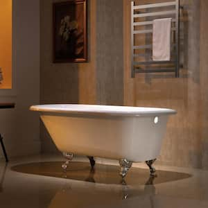 60 in. x 30.25 in. Cast Iron Roll Top Clawfoot Soaking Bathtub with Reversible Drain in White