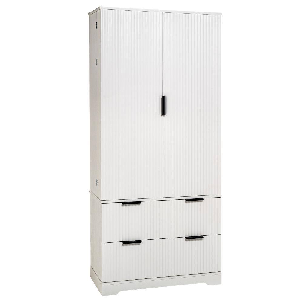 "72"" Kitchen Pantry Organizers with 2 Large Drawers & 8-Door Spice Rack, Freestanding Storage Organizer in White" price history on PriceWatchPro