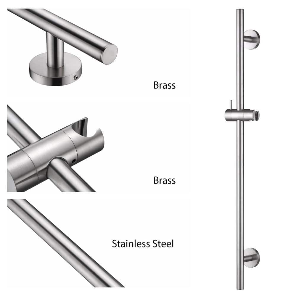 30 Inch Brushed Nickel Adjustable Slide Bar for Handheld Showerheads
