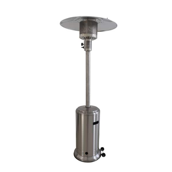 48000 BTUs Stainless Steel Propane Standing Patio Heater with Wheels, Gray