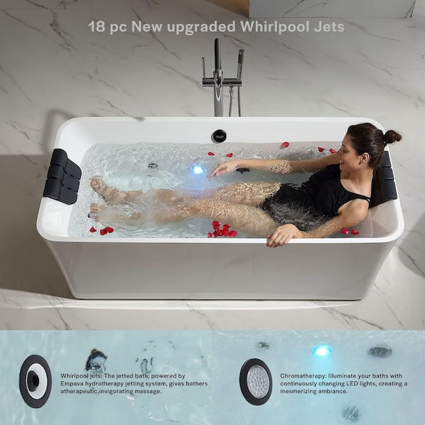 Empava 67 in. x 31.5 in. Center Drain Freestanding Whirlpool
