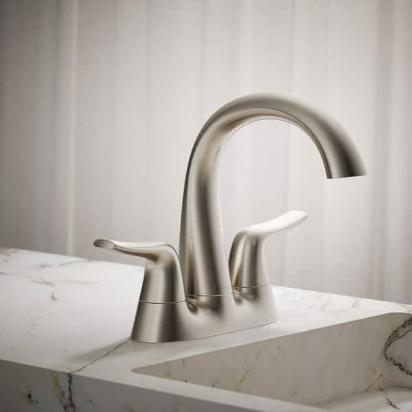 Easmor 4 in. Centerset Double Handle Bathroom Faucet in Vibrant Brushed Nickel