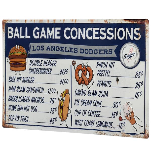 Los Angeles Dodgers Ball Game Concessions Metal Sign
