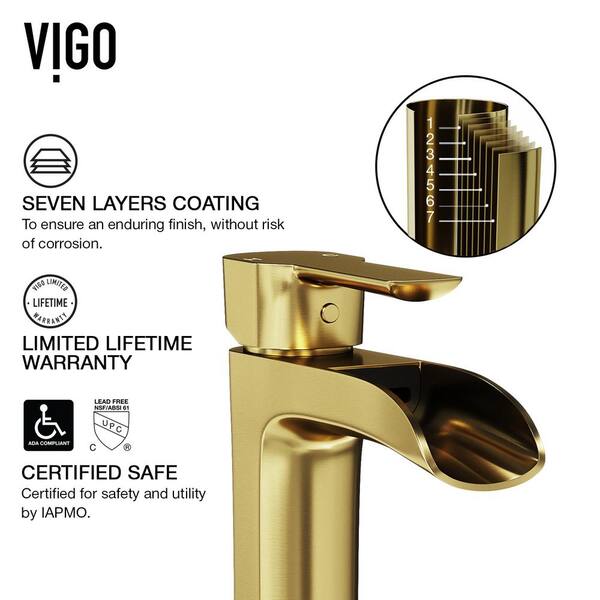 Vigo Niko Single Hole Single Handle Vessel Bathroom Faucet In Matte Gold Vgmg The Home Depot