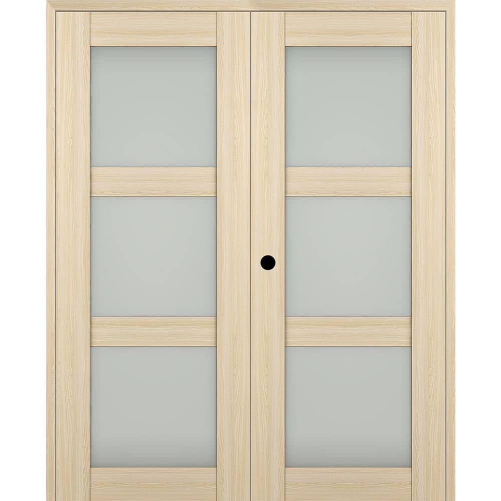 Avon 3 Lite N 56 in. x 96 in. Right Active 3-Lite Frosted Glass Loire Ash Wood Composite Double Prehung French Door price history on PriceWatchPro