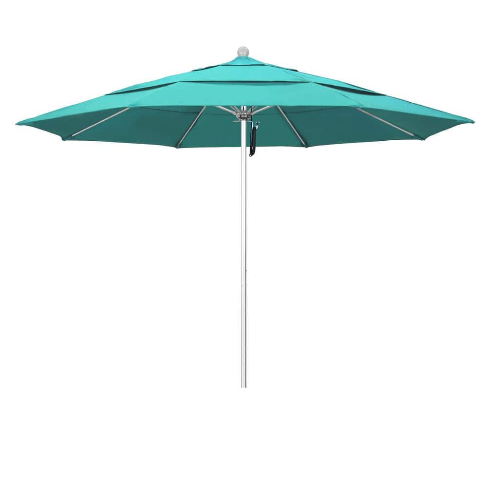 California Umbrella 11 ft. Silver Aluminum Commercial Market Patio ...