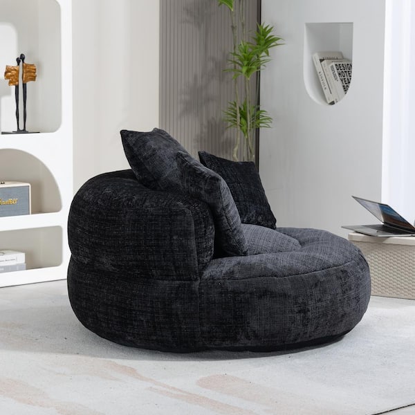 Unbranded Black Polyester Large Bean Bag Chair for Adult, High Back Lazy Sofa with Pillows Durable Comfort Lounger Couch