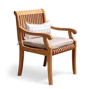 Mosko Natural Teak Wood Outdoor Dining Chair with Beige Cushion