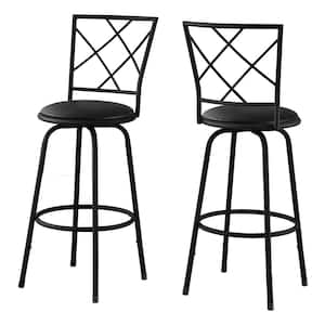 Black with Black Leather-Look Seat Bar Stool (2-Piece)