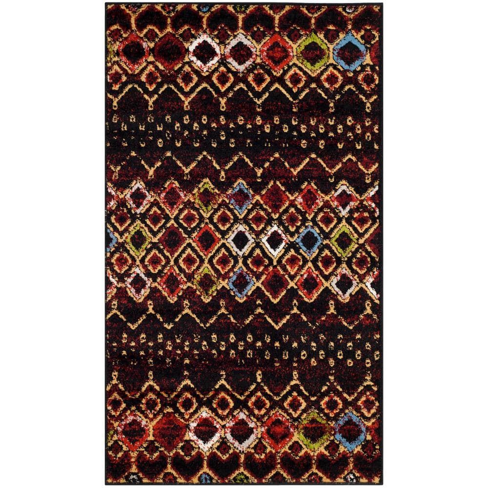 Amsterdam Black and Multicolor Geometric Area Rug 3' x 5'